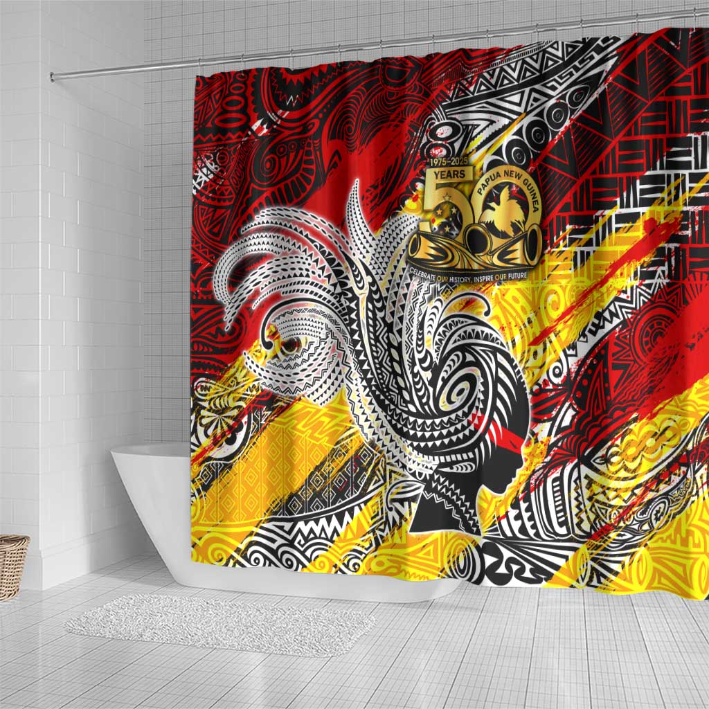Papua New Guinea 50th Independence Day Shower Curtain Celebrate Our History, Inspire Our Future