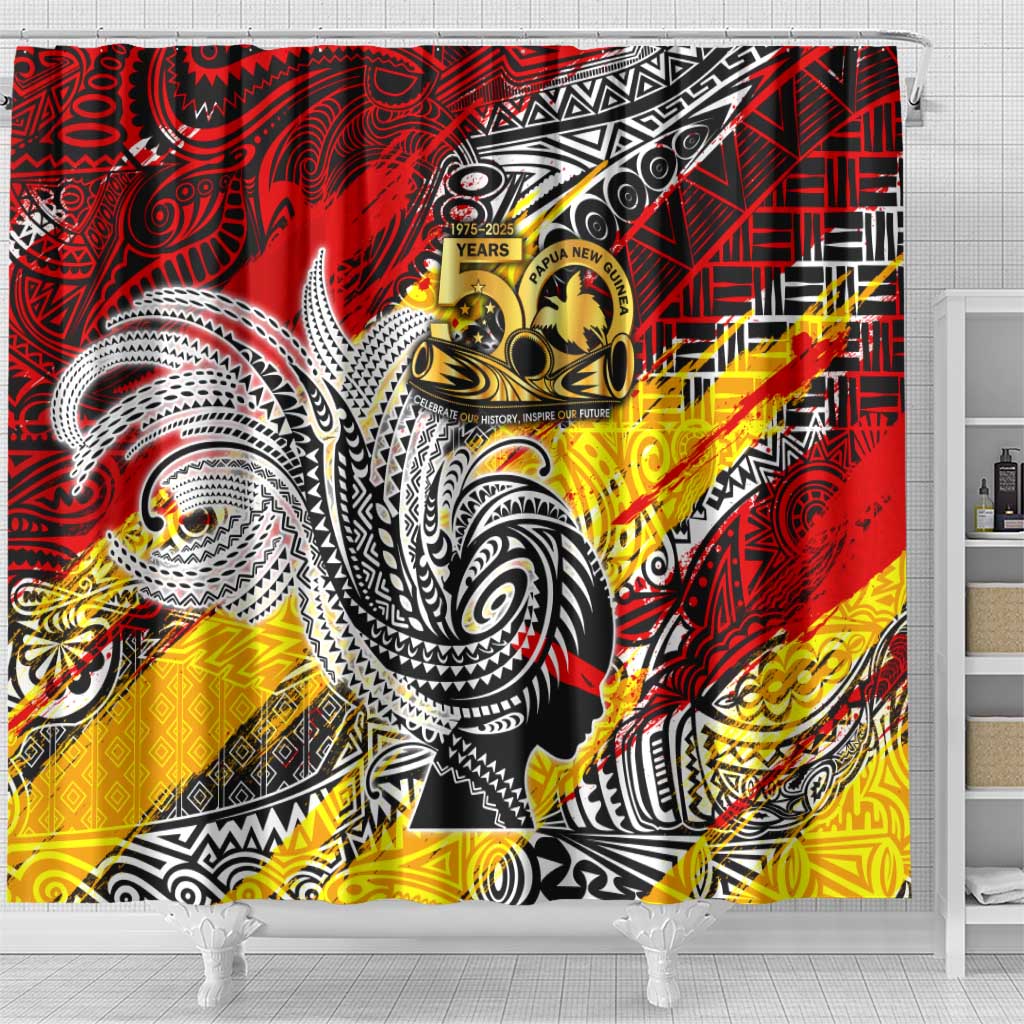 Papua New Guinea 50th Independence Day Shower Curtain Celebrate Our History, Inspire Our Future