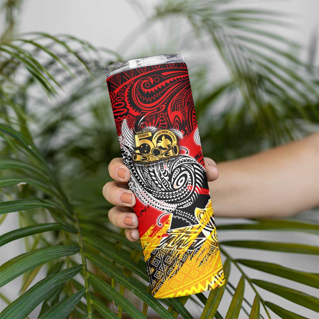 Papua New Guinea 50th Independence Day Skinny Tumbler Celebrate Our History, Inspire Our Future