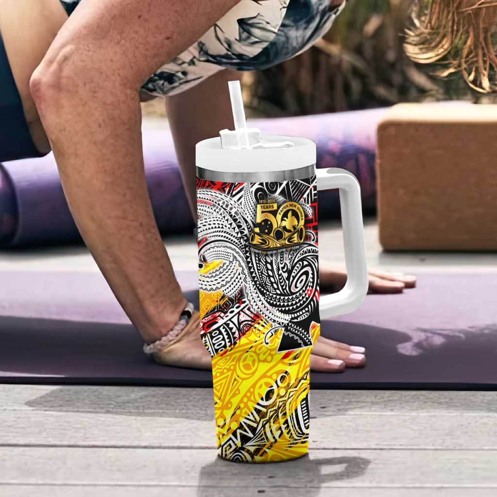 Papua New Guinea 50th Independence Day Tumbler With Handle Celebrate Our History, Inspire Our Future