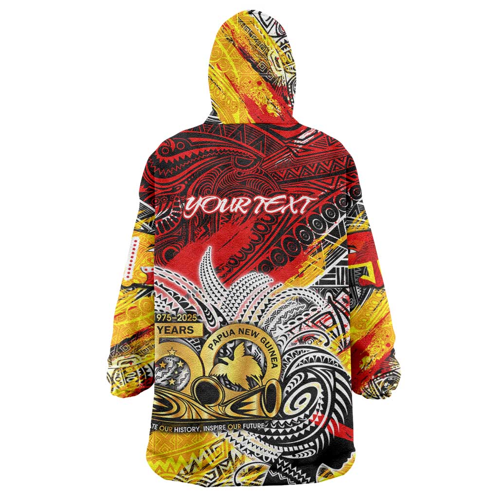 Papua New Guinea 50th Independence Day Wearable Blanket Hoodie Celebrate Our History, Inspire Our Future