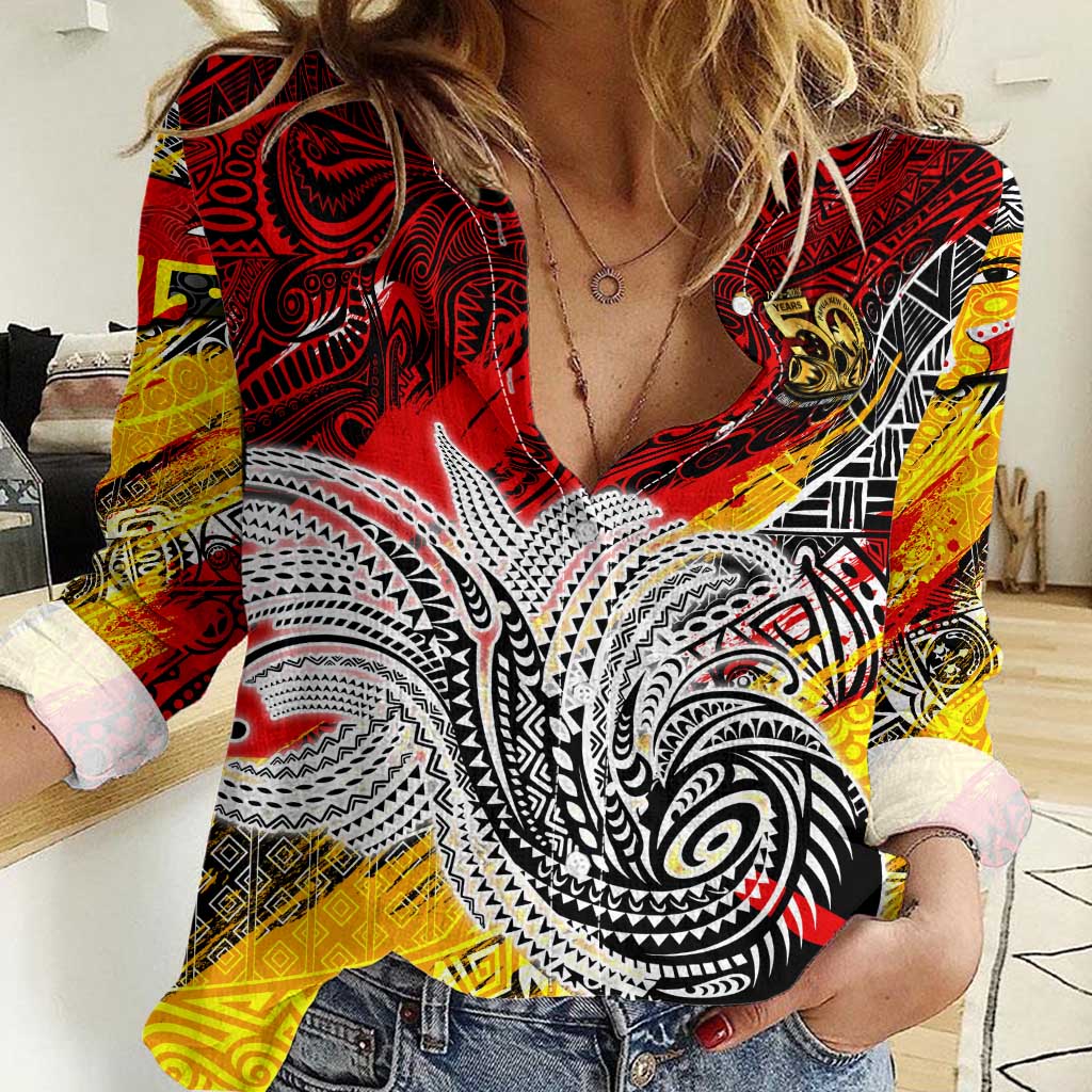 Papua New Guinea 50th Independence Day Women Casual Shirt Celebrate Our History, Inspire Our Future