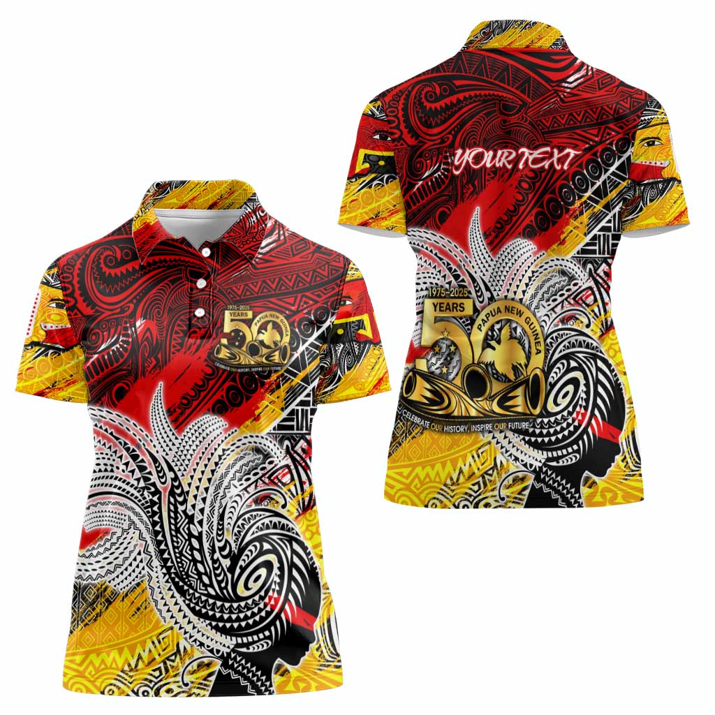 Papua New Guinea 50th Independence Day Women Polo Shirt Celebrate Our History, Inspire Our Future