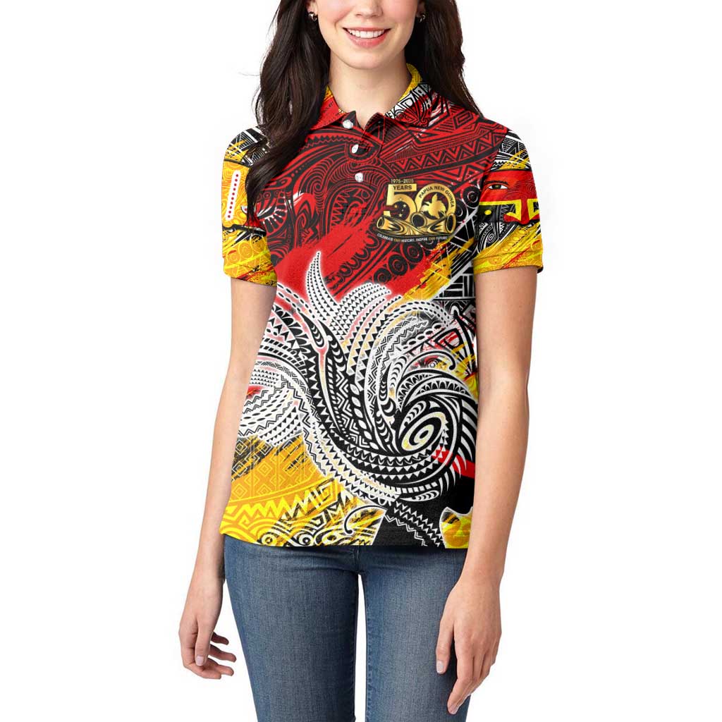 Papua New Guinea 50th Independence Day Women Polo Shirt Celebrate Our History, Inspire Our Future