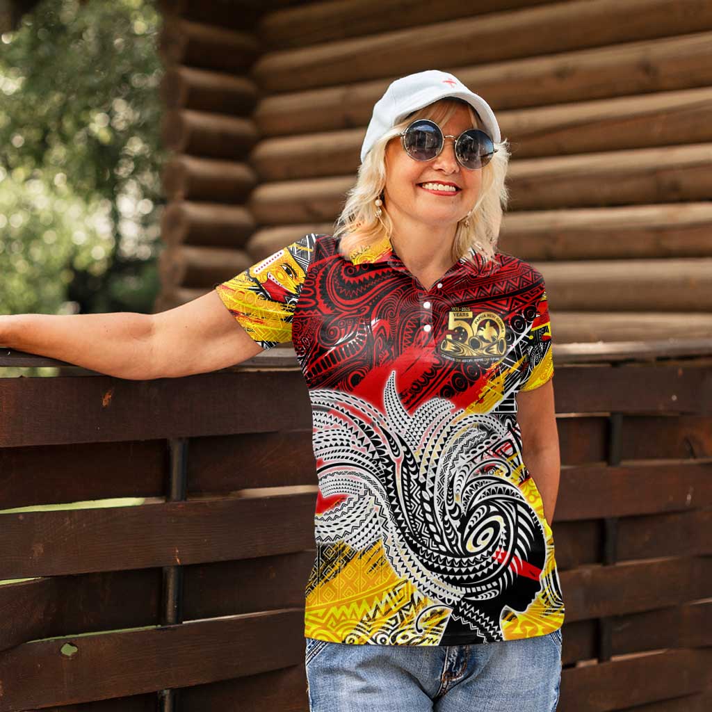 Papua New Guinea 50th Independence Day Women Polo Shirt Celebrate Our History, Inspire Our Future