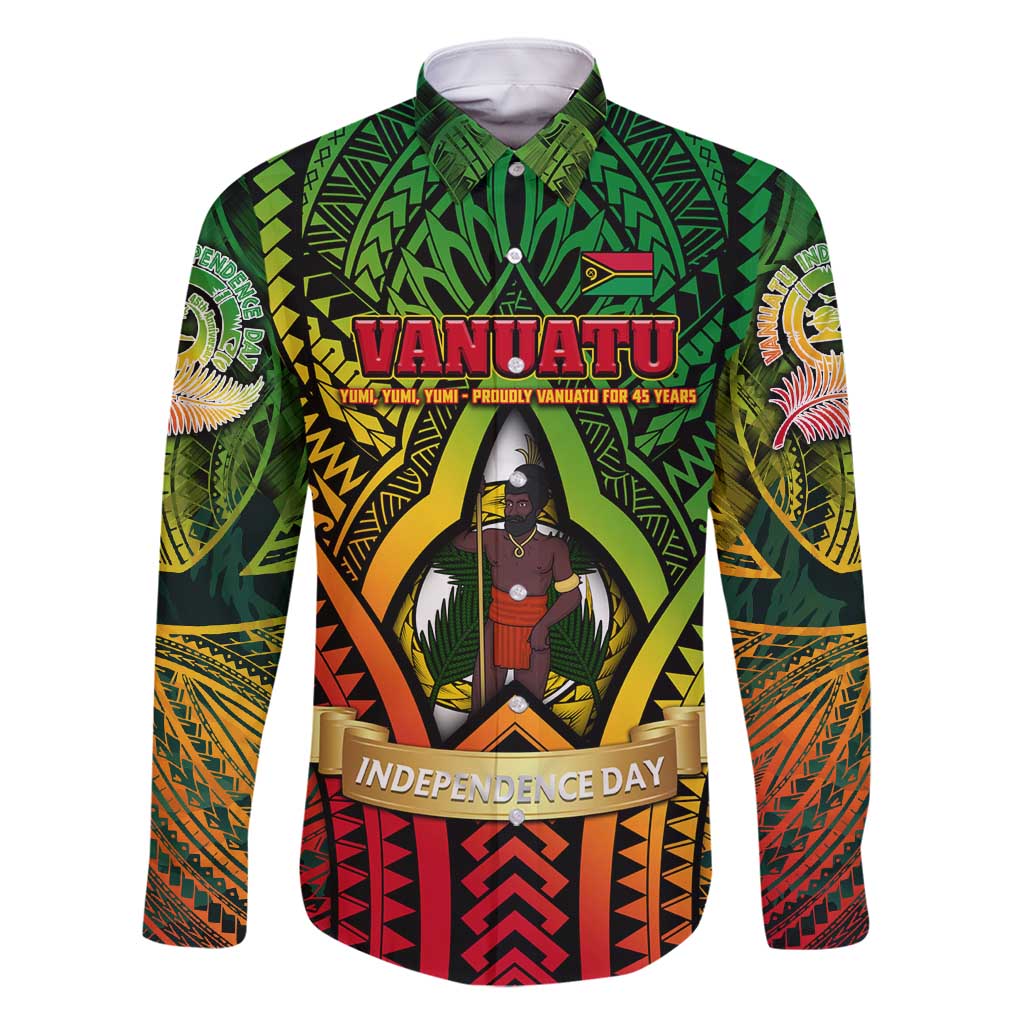 Vanuatu 45th Independence Anniversary Family Matching Long Sleeve Bodycon Dress and Hawaiian Shirt Embracing Our Traditions Shaping Our Future