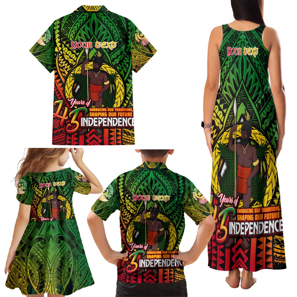 Vanuatu 45th Independence Anniversary Family Matching Tank Maxi Dress and Hawaiian Shirt Embracing Our Traditions Shaping Our Future