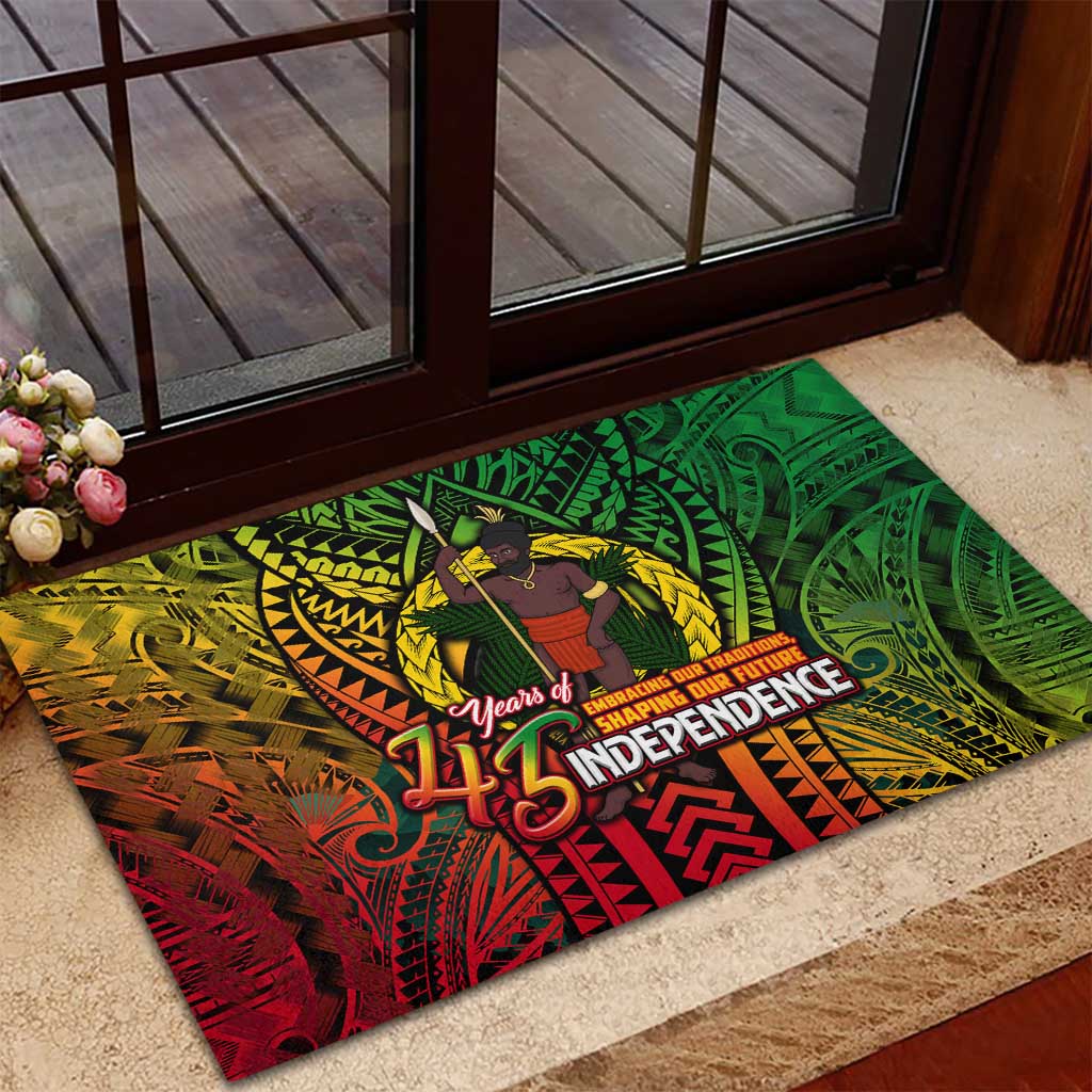 Vanuatu 45th Independence Anniversary Rubber Doormat Embracing Our Traditions Shaping Our Future