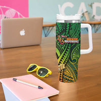 Vanuatu 45th Independence Anniversary Tumbler With Handle Embracing Our Traditions Shaping Our Future