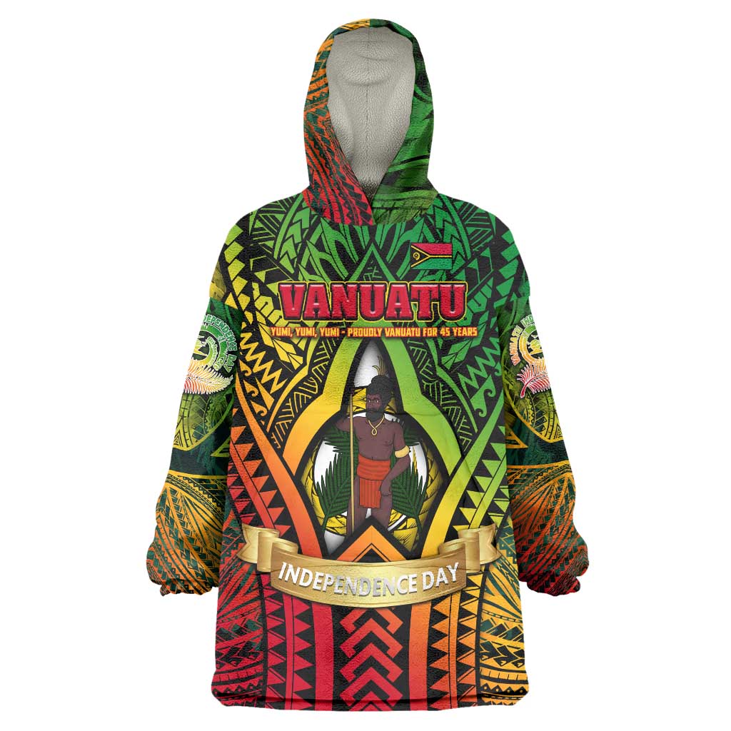 Vanuatu 45th Independence Anniversary Wearable Blanket Hoodie Embracing Our Traditions Shaping Our Future