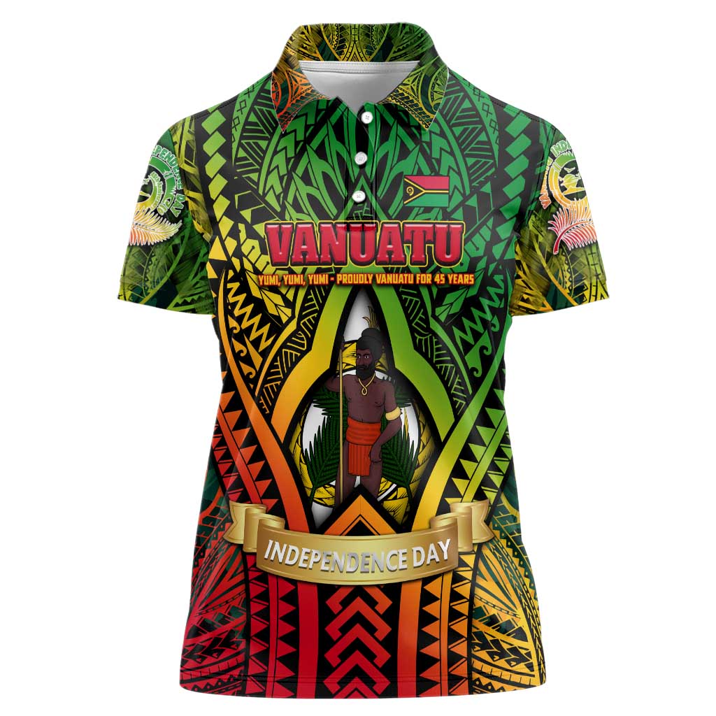 Vanuatu 45th Independence Anniversary Women Polo Shirt Embracing Our Traditions Shaping Our Future