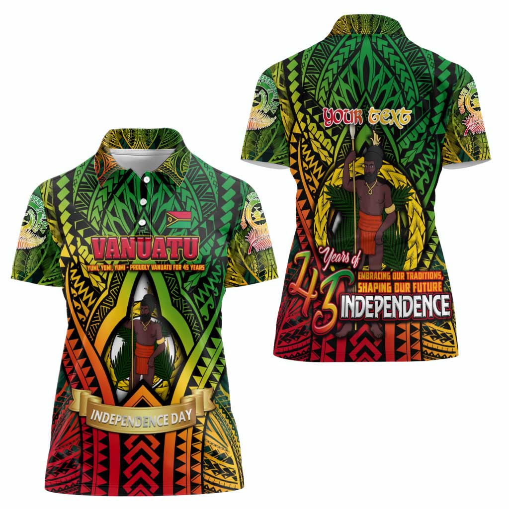 Vanuatu 45th Independence Anniversary Women Polo Shirt Embracing Our Traditions Shaping Our Future