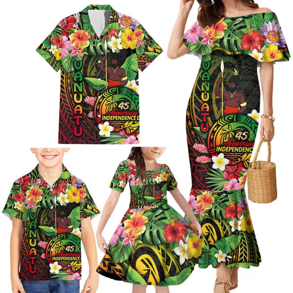 45th Anniversary of Freedom Vanuatu Family Matching Mermaid Dress and Hawaiian Shirt Island Pride Cultural Power Pacific Unity