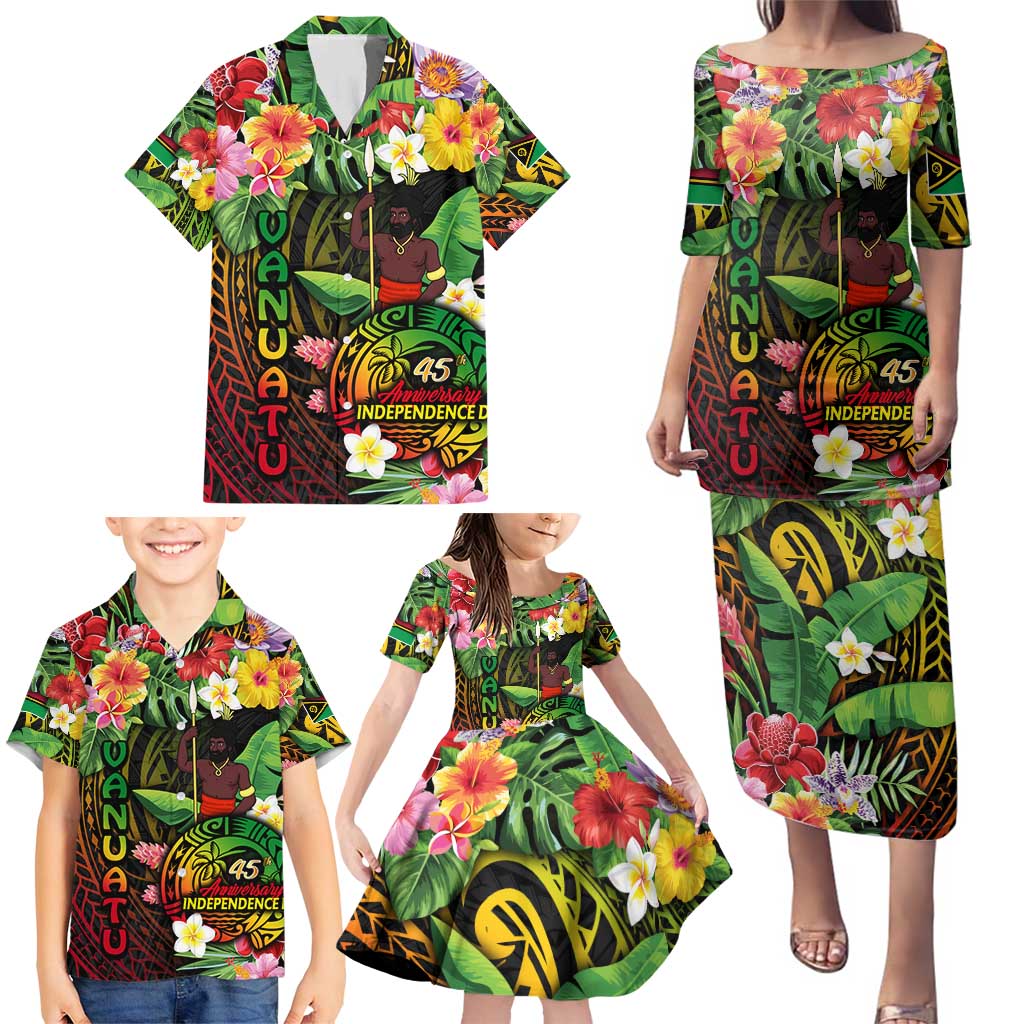 45th Anniversary of Freedom Vanuatu Family Matching Puletasi and Hawaiian Shirt Island Pride Cultural Power Pacific Unity