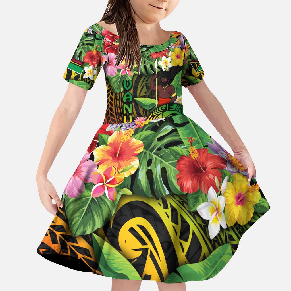 45th Anniversary of Freedom Vanuatu Family Matching Short Sleeve Bodycon Dress and Hawaiian Shirt Island Pride Cultural Power Pacific Unity