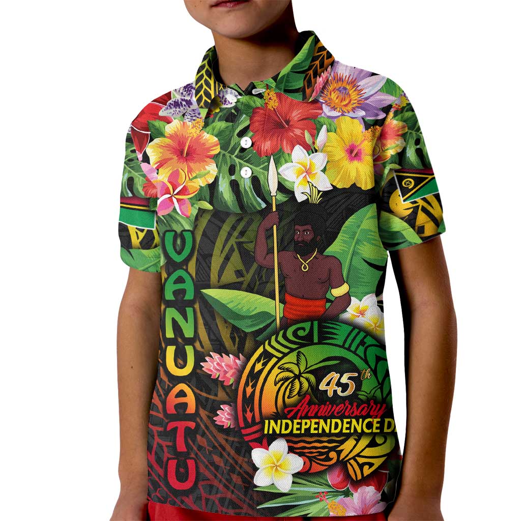 45th Anniversary of Freedom Vanuatu Kid Polo Shirt Island Pride Cultural Power Pacific Unity
