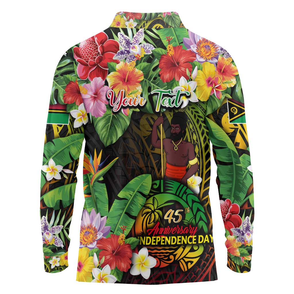 45th Anniversary of Freedom Vanuatu Long Sleeve Polo Shirt Island Pride Cultural Power Pacific Unity