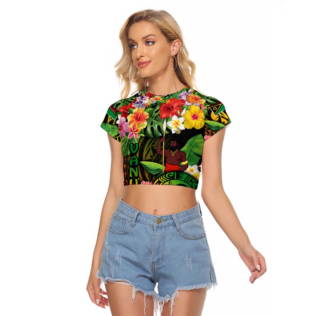 45th Anniversary of Freedom Vanuatu Raglan Cropped T Shirt Island Pride Cultural Power Pacific Unity DT02 Female Art - Polynesian Pride