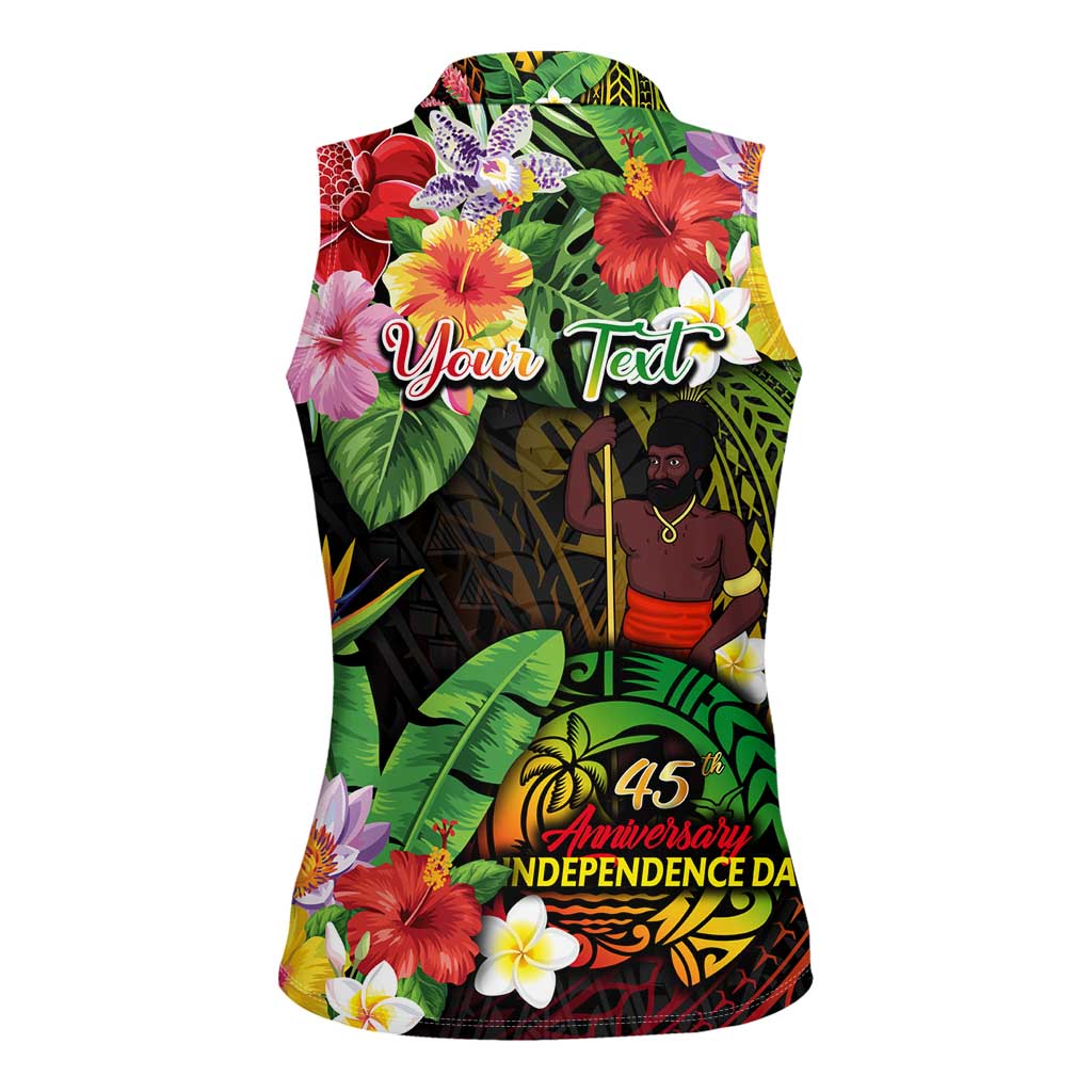 45th Anniversary of Freedom Vanuatu Women Sleeveless Polo Shirt Island Pride Cultural Power Pacific Unity