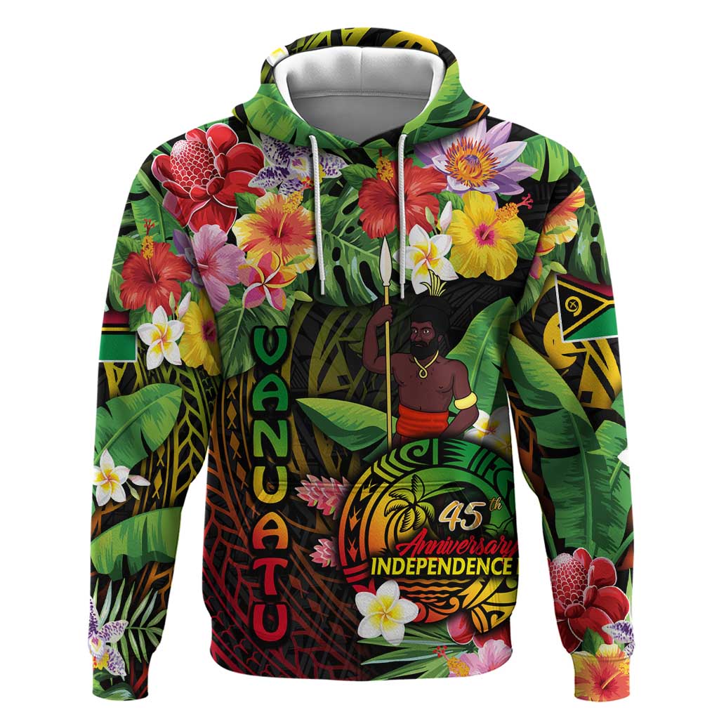 45th Anniversary of Freedom Vanuatu Zip Hoodie Island Pride Cultural Power Pacific Unity