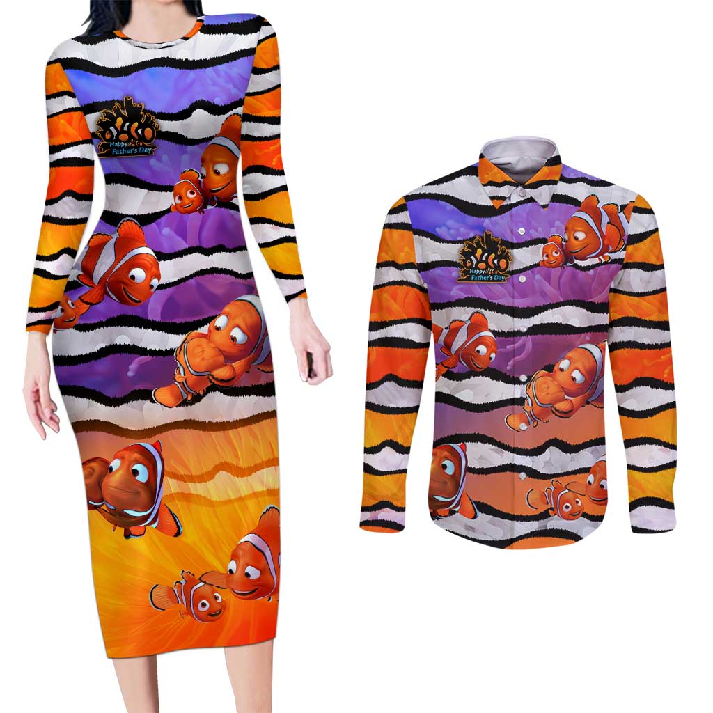 The Ocean Best Dad Couples Matching Long Sleeve Bodycon Dress and Long Sleeve Button Shirt Like Marlin Happy Fathers Day To a True Hero DT02 Art - Polynesian Pride