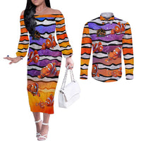 The Ocean Best Dad Couples Matching Off The Shoulder Long Sleeve Dress and Long Sleeve Button Shirt Like Marlin Happy Fathers Day To a True Hero DT02 Art - Polynesian Pride