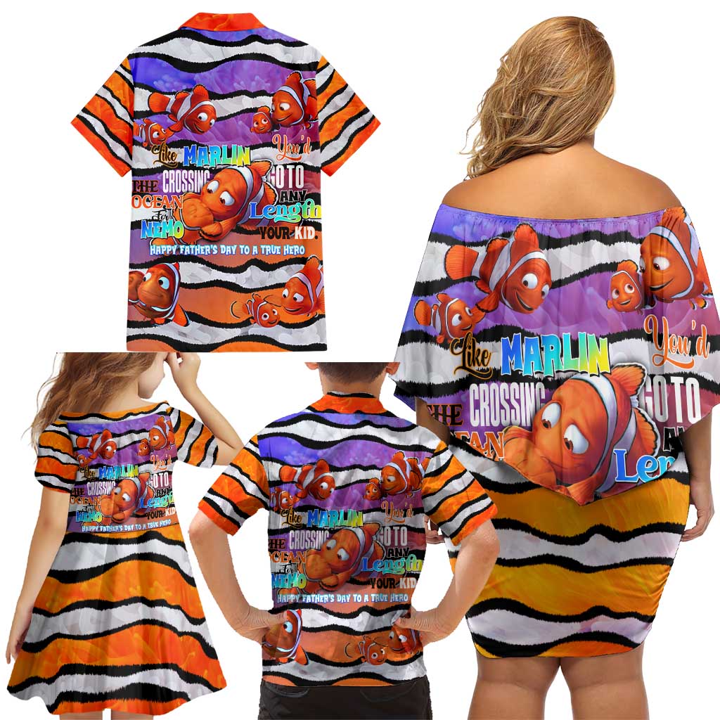 The Ocean Best Dad Family Matching Off Shoulder Short Dress and Hawaiian Shirt Like Marlin Happy Fathers Day To a True Hero - Polynesian Pride