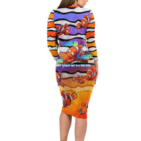 The Ocean Best Dad Long Sleeve Bodycon Dress Like Marlin Happy Fathers Day To a True Hero - Polynesian Pride