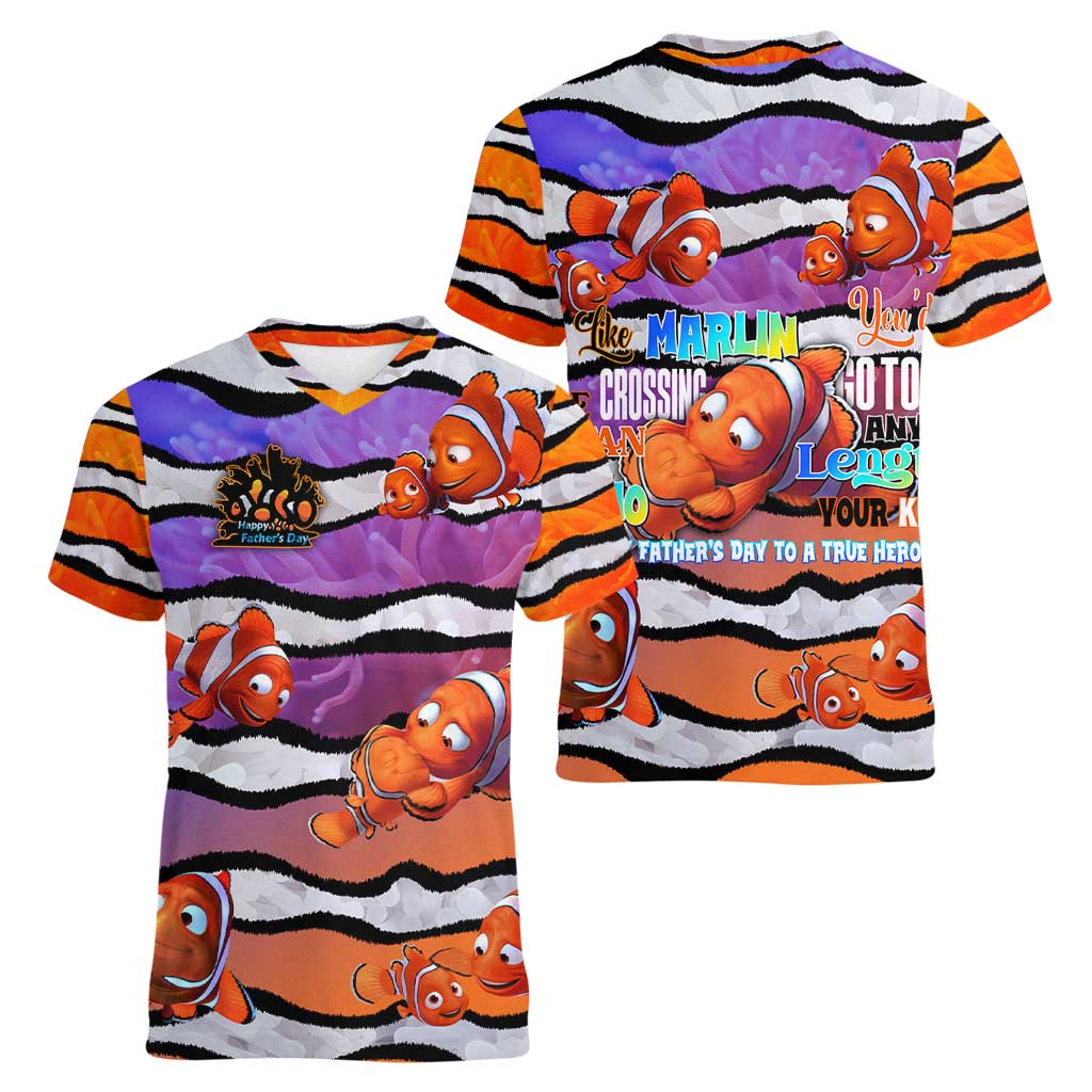 The Ocean Best Dad Women V-Neck T-Shirt Like Marlin Happy Fathers Day To a True Hero - Polynesian Pride
