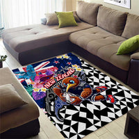 Kiwi New Zealand Rugby Area Rug Kiwis Mascot Tropical Pattern