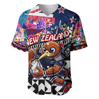 Personalized Kiwi New Zealand Rugby Baseball Jersey Kiwis Mascot Tropical Pattern