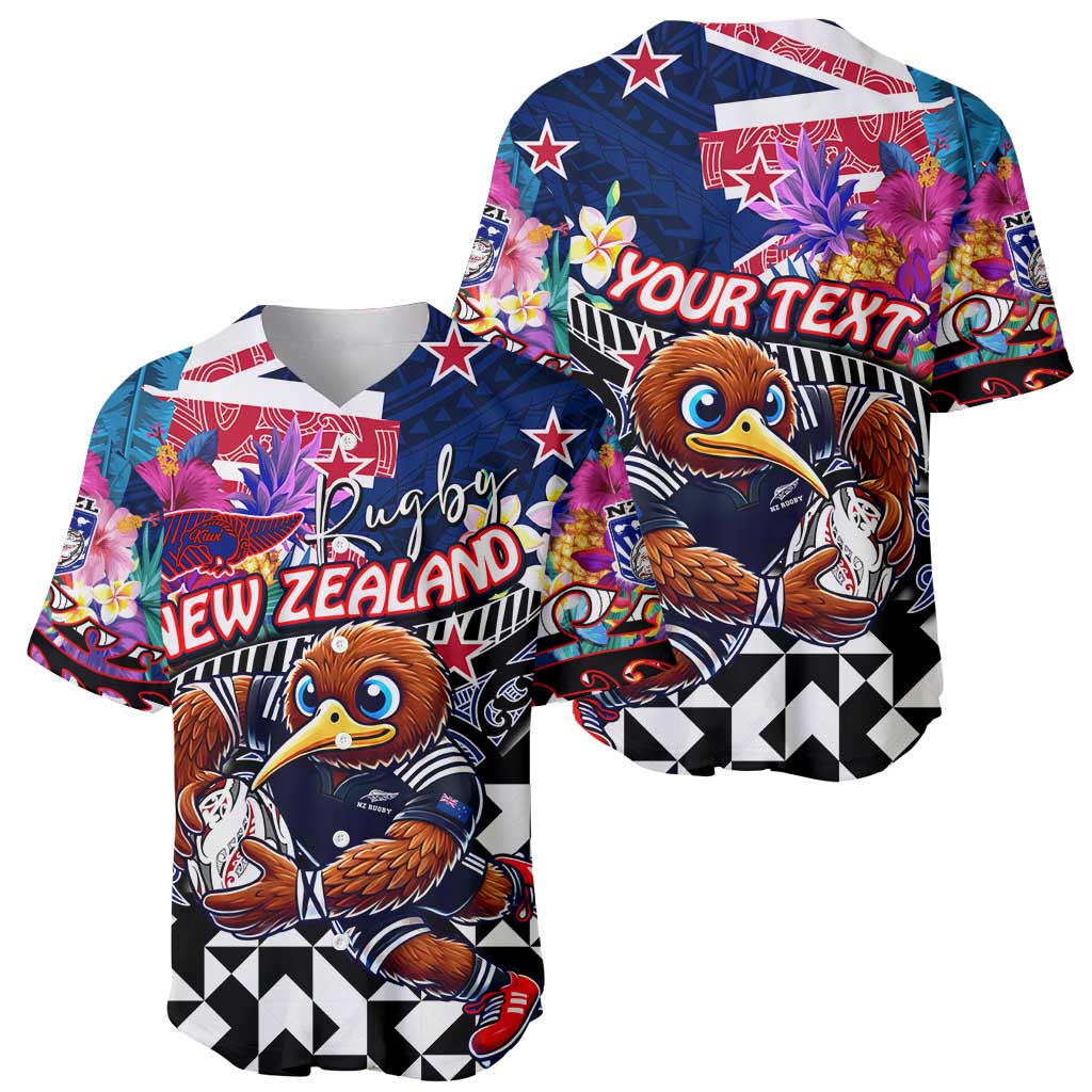 Personalized Kiwi New Zealand Rugby Baseball Jersey Kiwis Mascot Tropical Pattern