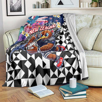 Kiwi New Zealand Rugby Blanket Kiwis Mascot Tropical Pattern