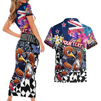 Personalized Kiwi New Zealand Rugby Couples Matching Short Sleeve Bodycon Dress and Hawaiian Shirt Kiwis Mascot Tropical Pattern DT02 - Polynesian Pride