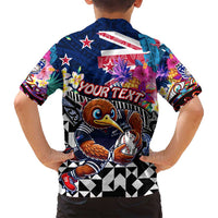 Personalized Kiwi New Zealand Rugby Family Matching Off Shoulder Short Dress and Hawaiian Shirt Kiwis Mascot Tropical Pattern DT02 - Polynesian Pride
