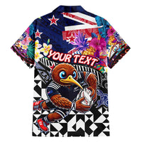 Personalized Kiwi New Zealand Rugby Family Matching Off Shoulder Short Dress and Hawaiian Shirt Kiwis Mascot Tropical Pattern DT02 - Polynesian Pride