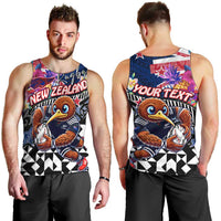 Personalized Kiwi New Zealand Rugby Men Tank Top Kiwis Mascot Tropical Pattern