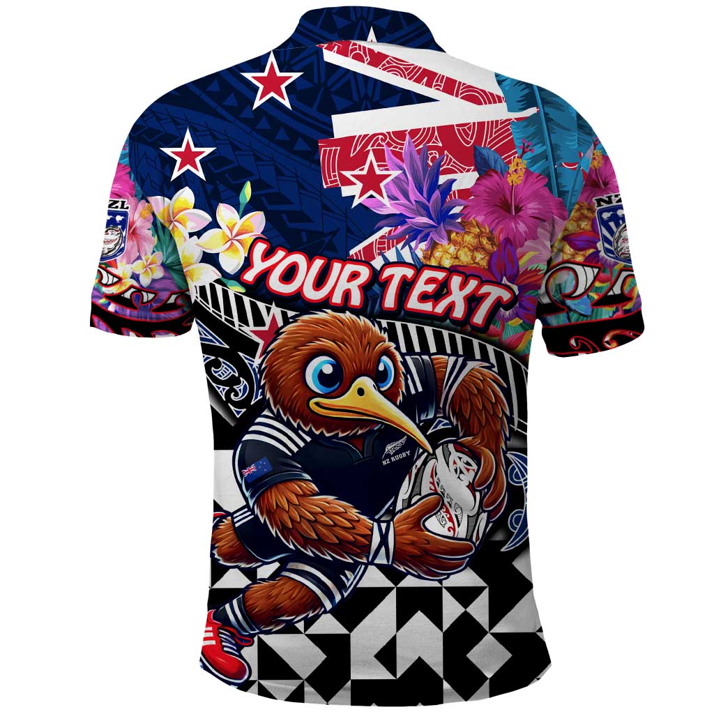 Personalized Kiwi New Zealand Rugby Polo Shirt Kiwis Mascot Tropical Pattern DT02 - Polynesian Pride