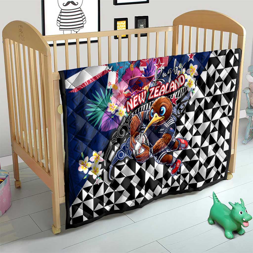 Kiwi New Zealand Rugby Quilt Kiwis Mascot Tropical Pattern