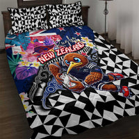 Kiwi New Zealand Rugby Quilt Bed Set Kiwis Mascot Tropical Pattern