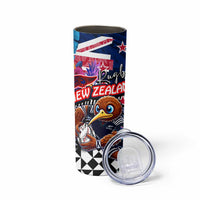 Kiwi New Zealand Rugby Skinny Tumbler Kiwis Mascot Tropical Pattern