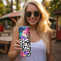 Kiwi New Zealand Rugby Skinny Tumbler Kiwis Mascot Tropical Pattern