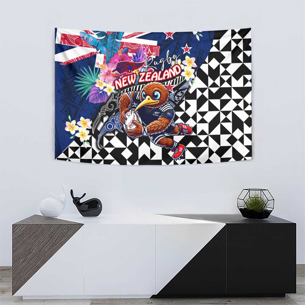 Kiwi New Zealand Rugby Tapestry Kiwis Mascot Tropical Pattern
