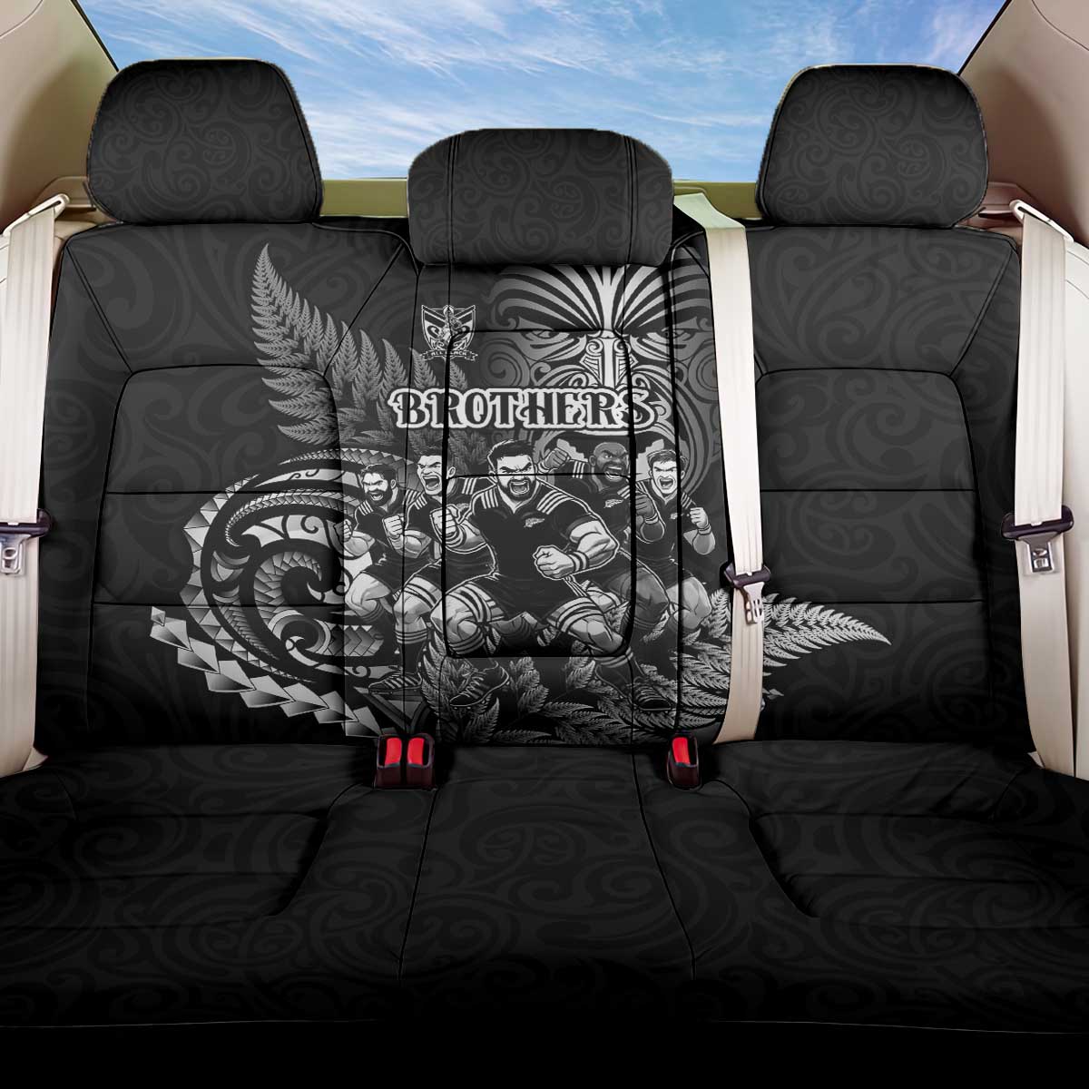 All Black Brothers Rugby Back Car Seat Cover New Zealand Maori Haka