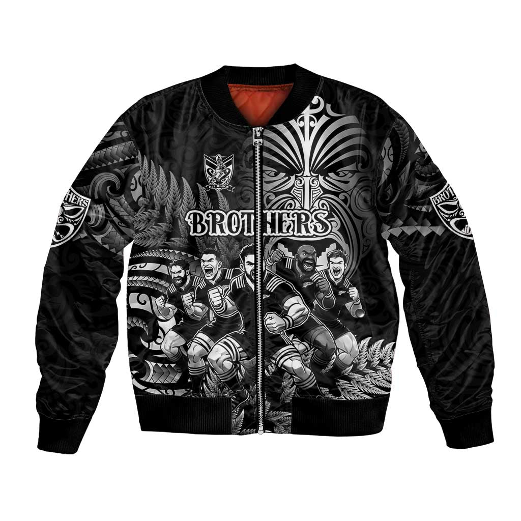 Personalized All Black Brothers Rugby Bomber Jacket New Zealand Maori Haka