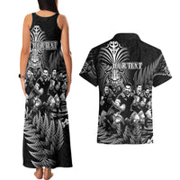 Personalized All Black Brothers Rugby Couples Matching Tank Maxi Dress and Hawaiian Shirt New Zealand Maori Haka