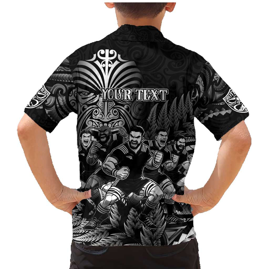 Personalized All Black Brothers Rugby Family Matching Mermaid Dress and Hawaiian Shirt New Zealand Maori Haka