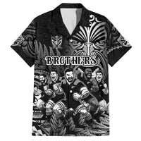 Personalized All Black Brothers Rugby Family Matching Off The Shoulder Long Sleeve Dress and Hawaiian Shirt New Zealand Maori Haka DT02 Dad's Shirt - Short Sleeve Black - Polynesian Pride