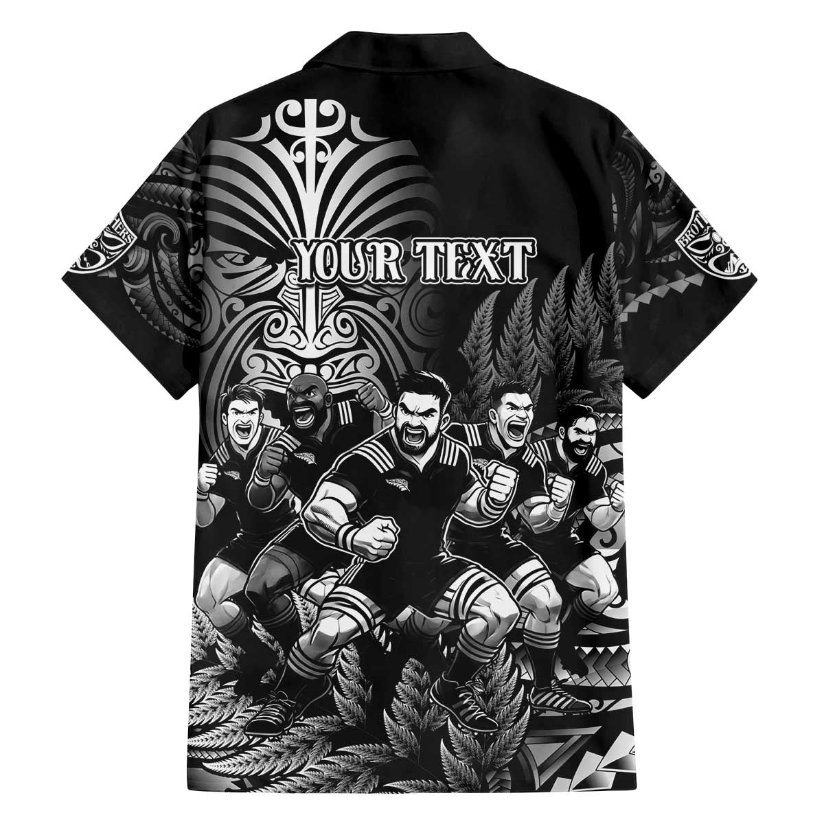 Personalized All Black Brothers Rugby Family Matching Off The Shoulder Long Sleeve Dress and Hawaiian Shirt New Zealand Maori Haka DT02 - Polynesian Pride