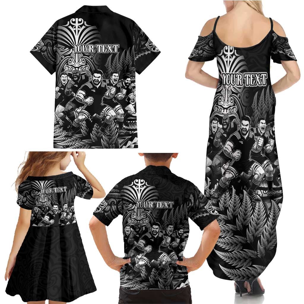 Personalized All Black Brothers Rugby Family Matching Summer Maxi Dress and Hawaiian Shirt New Zealand Maori Haka DT02 - Polynesian Pride